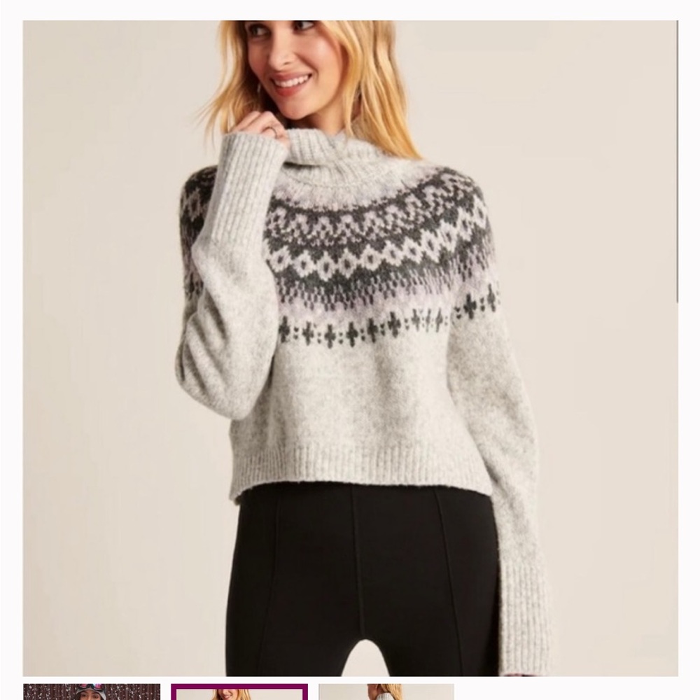 Abercrombie & Fitch Fair Isle Print Turtleneck Sweater Size Large